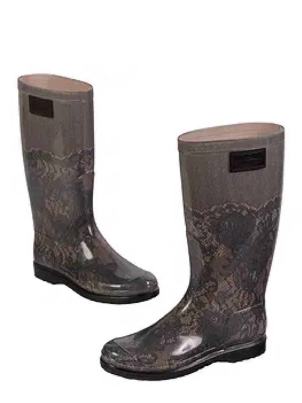 Valentino Garvani Women's Gray Lace-Pattern Rain Boots